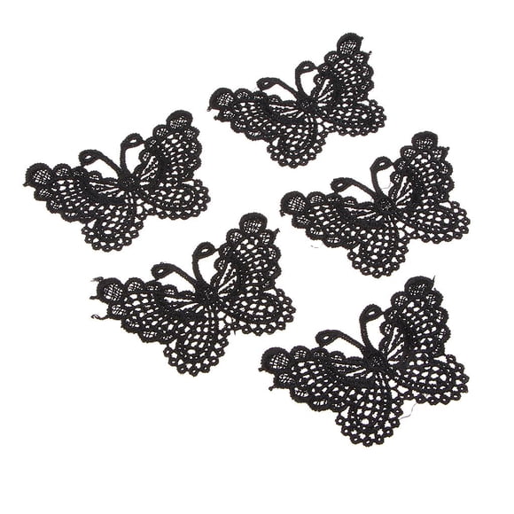 5 uds mariposa coser en apliques insignia vestido busto brilnte Negro Zulema parches de encaje