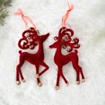 thumbnail image 2 of Wine Red Christmas Snowfall Deer Pendant Wreath Butterfly Knot Elk Flocking Xmas Tree Hanging Ornaments Cartoon Elegant, 2 of 5