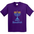 thumbnail image 3 of Inktastic Happy Hanukkah with Blue Menorah Youth T-Shirt, 3 of 5