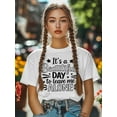 thumbnail image 4 of Women's T-Shirt It's A Beautiful Day To Leave Me Alone Simple Style Short Sleeve Casual Tee Classic Crew Neck T Shirt for Women White, XL, 4 of 7