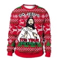 thumbnail image 2 of Suéter navideño feo 2024, suéter holgado con estampado de Papá Noel y copos de nieve, jersey unisex, blusas de otoño e invierno, ropa navideña, 2 of 5