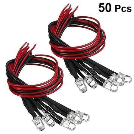 

50PCS 12V 5mm LED Flash Light Pre-Wired Round Shape Bulb Lamp (Red)