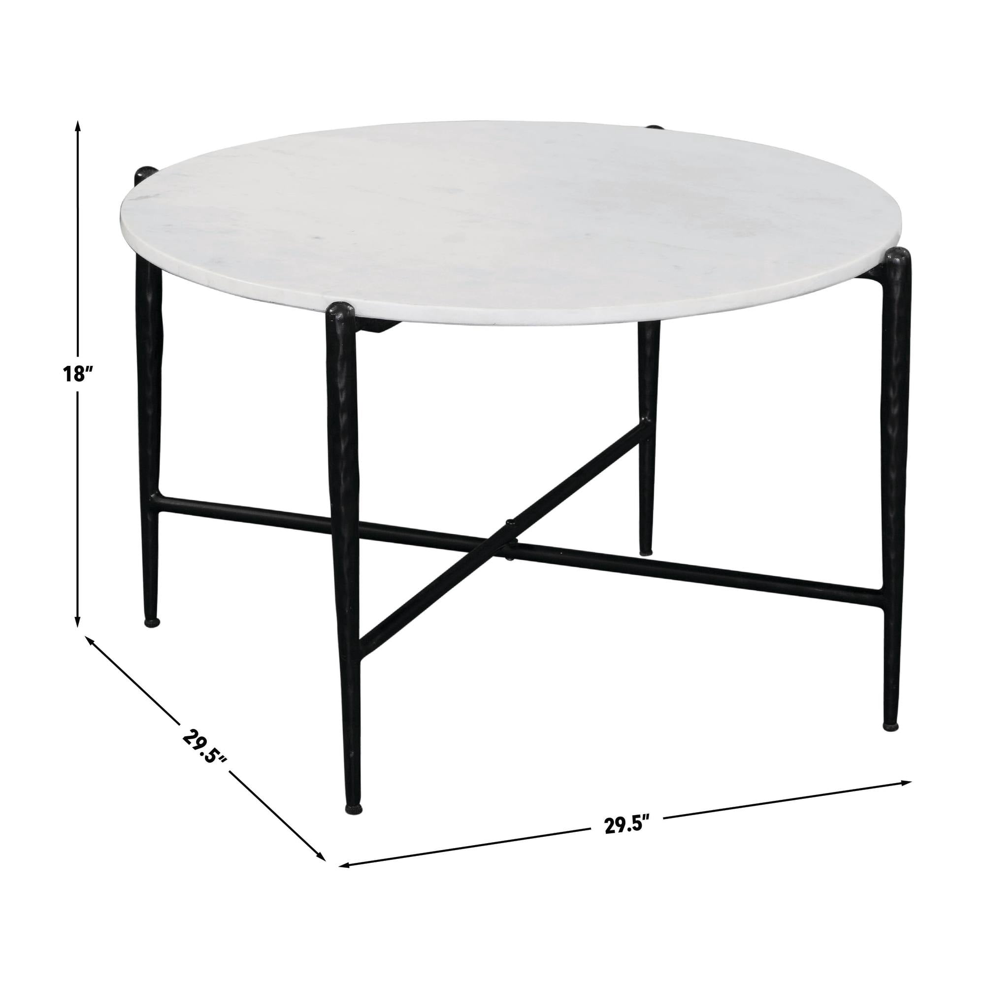 Steve Silver Loxie Marble Top Round Coffee Table, White