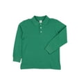 thumbnail image 3 of Leveret Boys Long Sleeve Cotton Polo Shirt Green 8 Year, 3 of 3