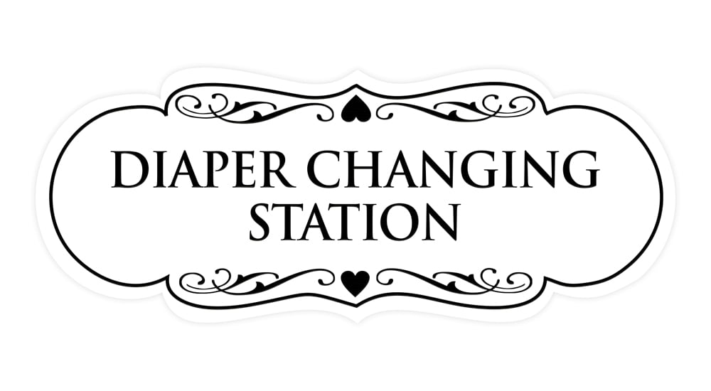Designer Diaper Changing Station Sign(White) Small