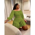 thumbnail image 3 of AURA Women Plus Size Two Piece Set Casual Long Sleeve Top Shorts Lounge Outfit, 3 of 6