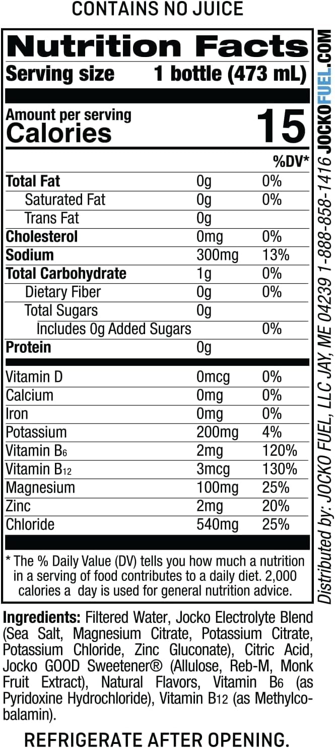Jocko Fuel Hydrate Electrolyte Drinks - Sports Drink Hydration, Blue Raspberry 16 Oz (12 Pack)