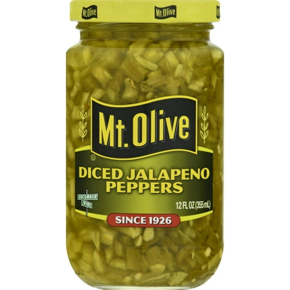 Mt. Olive Diced Jalapeno Peppers, 12 fl oz jar
