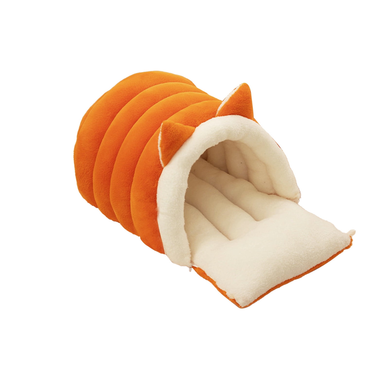 Washable Cat Bed, Warm Plush Non-Slip Semi-Enclosed Kitten Bed Cat Furniture, Pet Sleeping Bed for Cold Weather Indoor Living Room Home Decor for Cats and Small Dogs