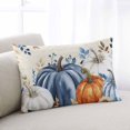 thumbnail image 2 of Orange Blue Pumpkins Fall Throw Pillow Cover 12 x 20 Inch Decorative Pillow Cover Thanksgiving Eucalyptus Vintage Lumbar Pillowcase Seasonal Rectangle Cushion Case for Couch Sofa Bed Living Room, 2 of 7