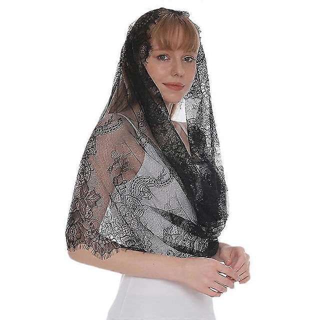 Mantilla Veils Catholic Head Scarf Spanish Mantillas for Church Women Black