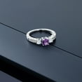 thumbnail image 3 of Gem Stone King 925 Sterling Silver Purple Amethyst Women Engagement Ring (0.83 Cttw, Gemstone Birthstone, Size 7), 3 of 4