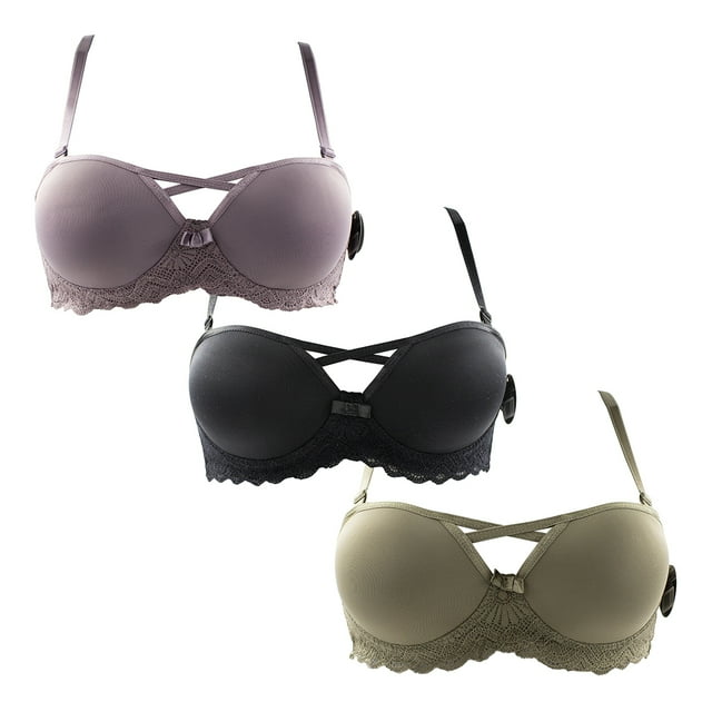 Paquete 3 Brasier Adda Lingerie Con Varilla Y Diseño En Copa