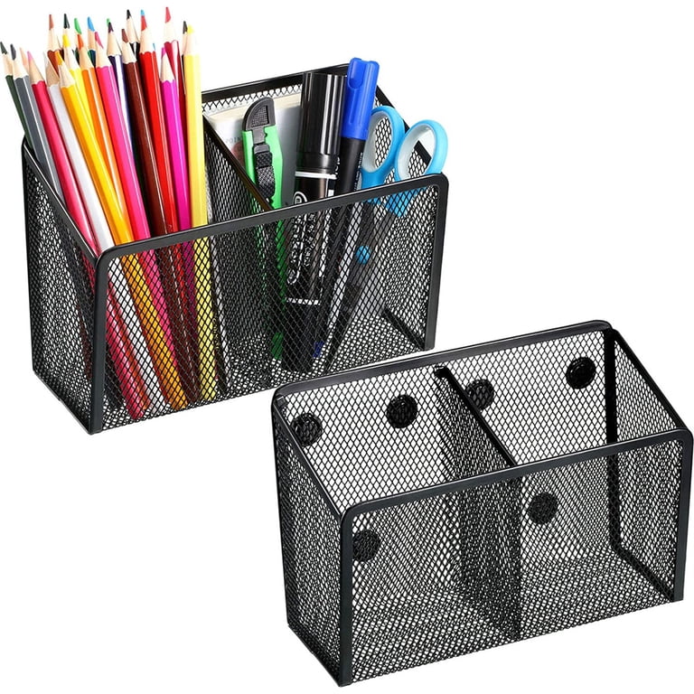 Magnetic Pencil & Pen Holder With Strong Neodymium Magnets – Sticks To Fridge, Desk, Metal Surfaces