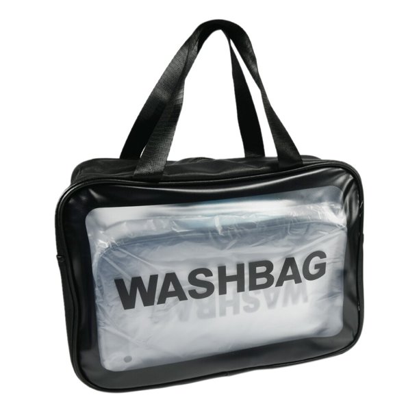 S/M/L 3 tamaños de mujer de gran capacidad PU mate impermeable bolsa de cosméticos bolsa de almacenamiento de cosméticos de viaje bolsa transparenteNegro22x13.5x7cm Deng Xun unisex