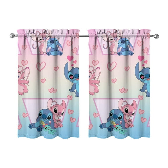 2 Piece Set Cartoon Kitchen Curtains for Cartoon Lovers,Small Short Cafe Window Curtains Cartoon Movie Rod Pocket Bathroom Tier Window Treatment Drapes 27.5x39inch