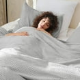 thumbnail image 2 of PHF Waffle Duvet Cover Set Queen Size, 3 Pieces Soft Breathable Bedding Comforter Cover for All Seasons, Waffle Textured Duvet Cover with 2 Pillow Shams Bedding Collection, 90"x90", Light Grey, 2 of 6