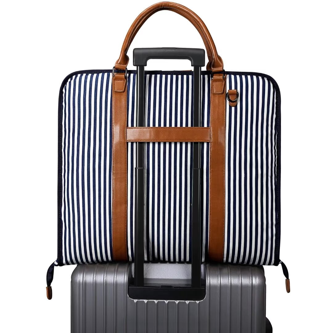 S-ZONE Carry on Garment Bag for Business Travel Canvas Leather Men Suit Cover