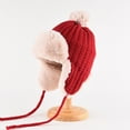 thumbnail image 2 of Moocorvic Winter Knit Beanie Hat with Ear Flaps, Soft Warm Fleece Lined Hat for Women, Valentine's Day Gift,Red, 2 of 6