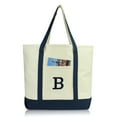 thumbnail image 4 of DALIX Women's Initial Tote Bag Personalized Monogram Navy Blue Zippered Top Letter - B, 4 of 7
