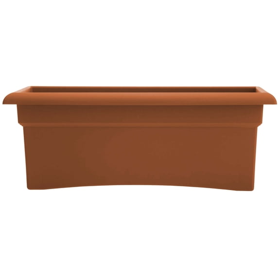 Bloem Veranda 26" Rectangle Plastic Deck Box Planter - UV-Resistant, Indoor/Outdoor, Terra Cotta