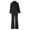 thumbnail image 4 of Fmbrln Womens 2 Piece Suit Sets Office Work Suit Sets Long Sleeve Lapel Collar Blazer and Straight Leg Pants Sets Dressy Business Outfits Black XL, 4 of 5