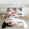 thumbnail image 2 of jejeloiu Japanese Ink Painting Bedding Comforter Set,Natural Scenery Twin Comforter Sets,Rustic Plum Blossom Bedding Set For Girls,Super Cozy Room Decor Reversible,2pcs, 2 of 8