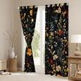 thumbnail image 3 of Homewish Retro Rustic Botanical Curtains Pack of 2 (42x84 Each),Cute Flower Floral Curtains Blackout,Orange Black Bedroom Curtains For Men Women,Super Cozy Room Decor, 3 of 6