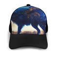 thumbnail image 3 of Naloa Moonlit Blue Wolf Adult adjustable Print Baseball Hat, Patchwork curved brim baseball capfor Men and Women, One Size, 3 of 5