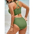 thumbnail image 2 of Women's Textured Bikini Sets Twist Front Top Swimsuits High Waisted Bathing Suits, 2 of 5