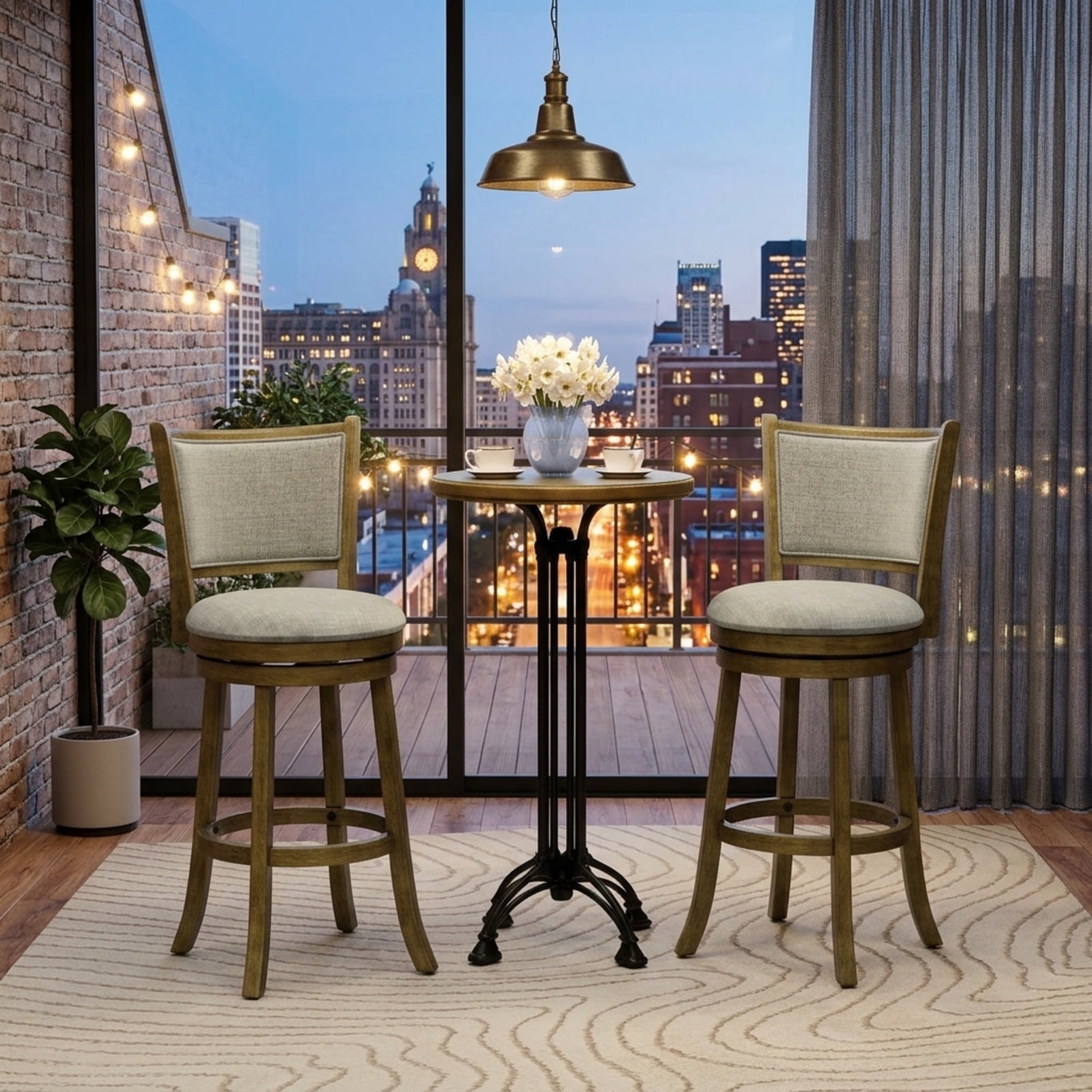 Furnibear Swivel Bar Stools Set of 2 with Soft-padded Back and Seat-L for Kitchen Island Counter Bar Pub Dining Home, Gray