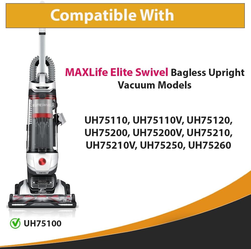 Replacement For Hoover MAXLife Elite Swivel UH75100 Bagless Upright Vacuum Pre Filter and Belts Kit also fits UH75110V, UH75120, UH75200, UH75200V