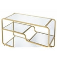 thumbnail image 5 of Modern Metal Framed TV Stand with Mirrored Open Compartments, Gold and Clear- Saltoro Sherpi, 5 of 6