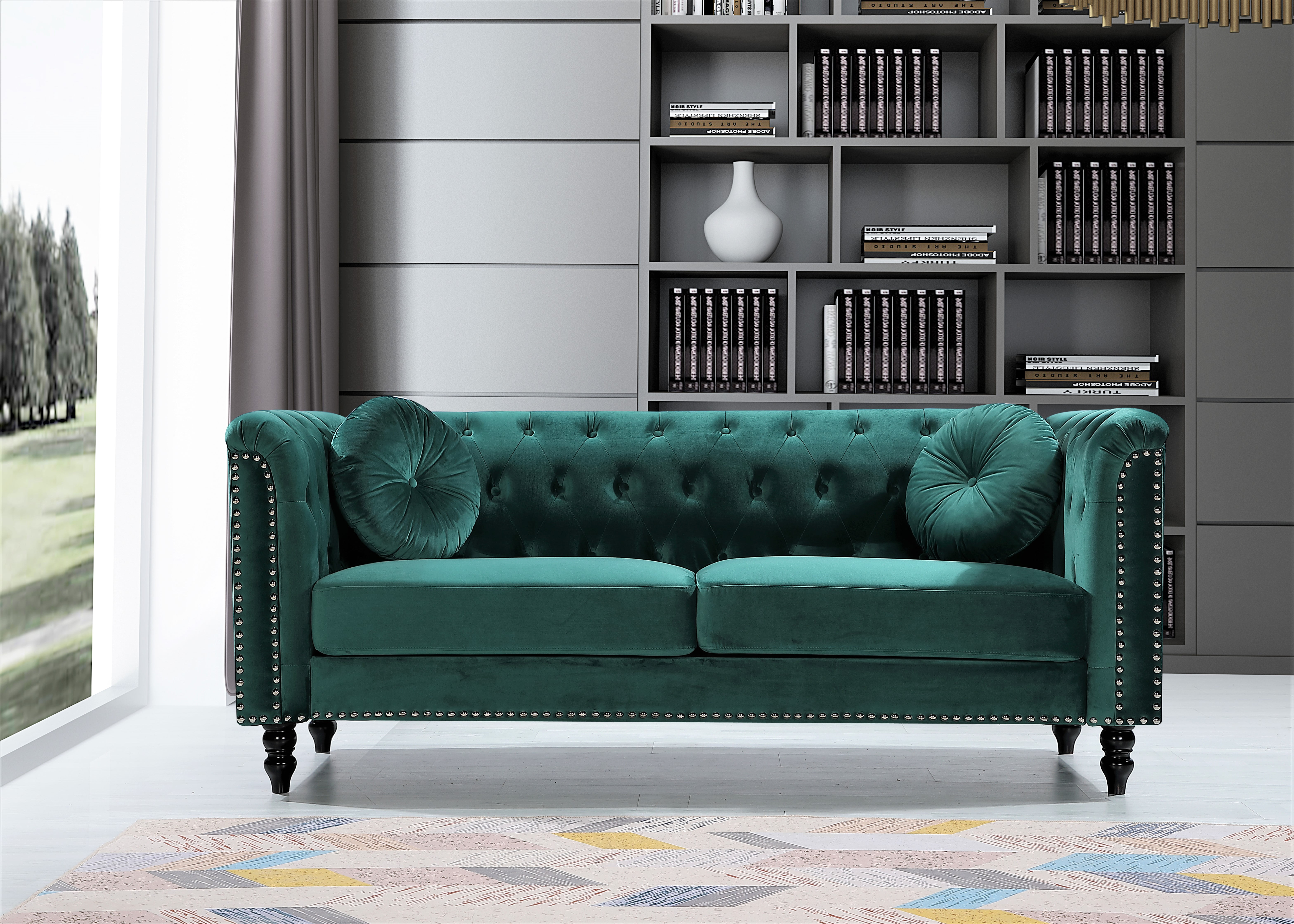 Uspridefurniture Lueck 2Pcs Velvet Living Room Set, Green
