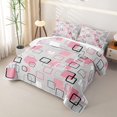 thumbnail image 3 of Castle Fairy Mid Century Floating Square Twin Quilt Set 2 Pieces,Abstract Hollow Frame Twin Coverlet Set,Pink Gray,1 Bedspread and 1 Pillowcase, 3 of 7