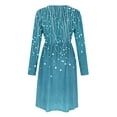 thumbnail image 7 of Edvintorg Long Sleeve Dresses for Women Fashion Printed Crew Neck Casual Midi Dresses Fashion Clothing Women S-2XL Blue, 7 of 7