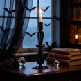 thumbnail image 4 of Linnome Halloween Themed Black Glass Candlestick, Elegant Gothic Taper Candle Holder for Table Centerpiece Decor, Spooky Party Ornament and Haunted House Holiday Decoration Gift, 4 of 6