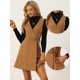 thumbnail image 2 of Vestido de Gamuza para Mujer Allegra K Cuello En V A-Line Marrón M, 2 of 5