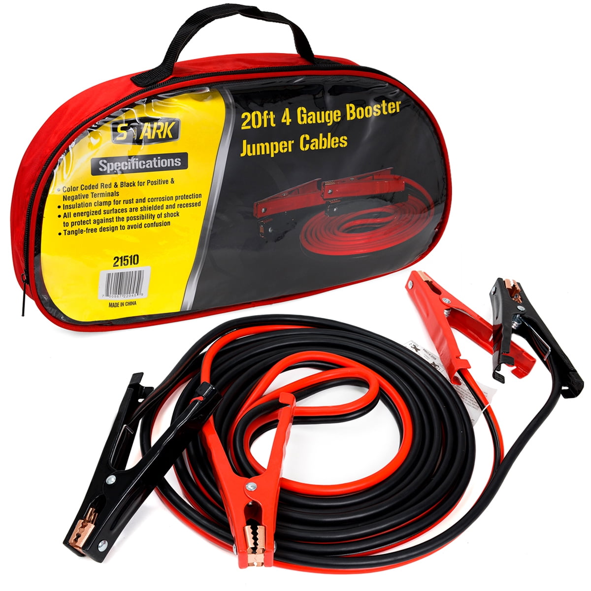 NEW HEAVY DUTY BOOSTER JUMPER CABLES 4 GUAGE UL LISTED CARRYING BAG 20 FEET 
