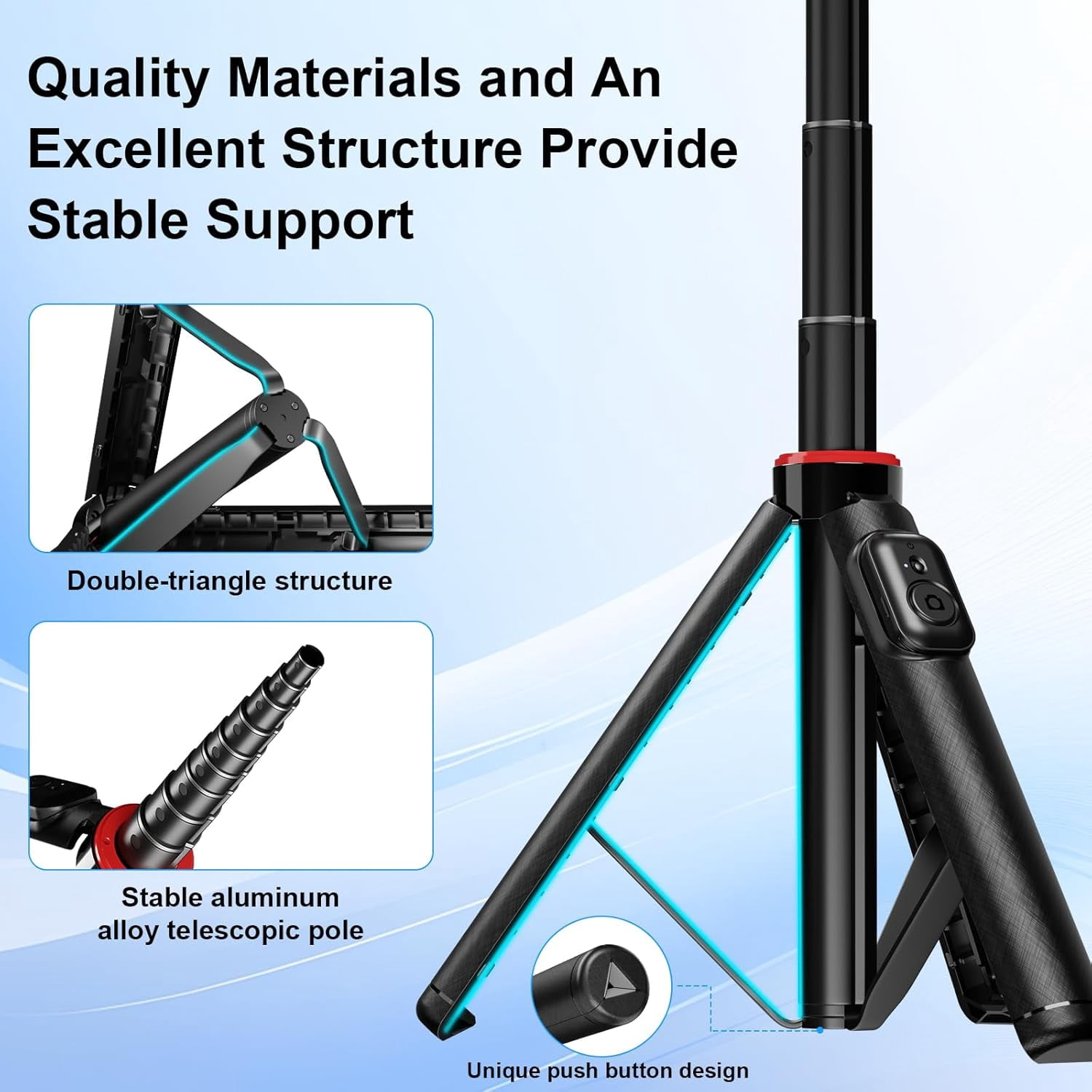 Magnetic Selfie Stick Tripod with Wireless Remote ,Fill Light,All-in-One Phone Tripod Extendable Phone Stand Tripod