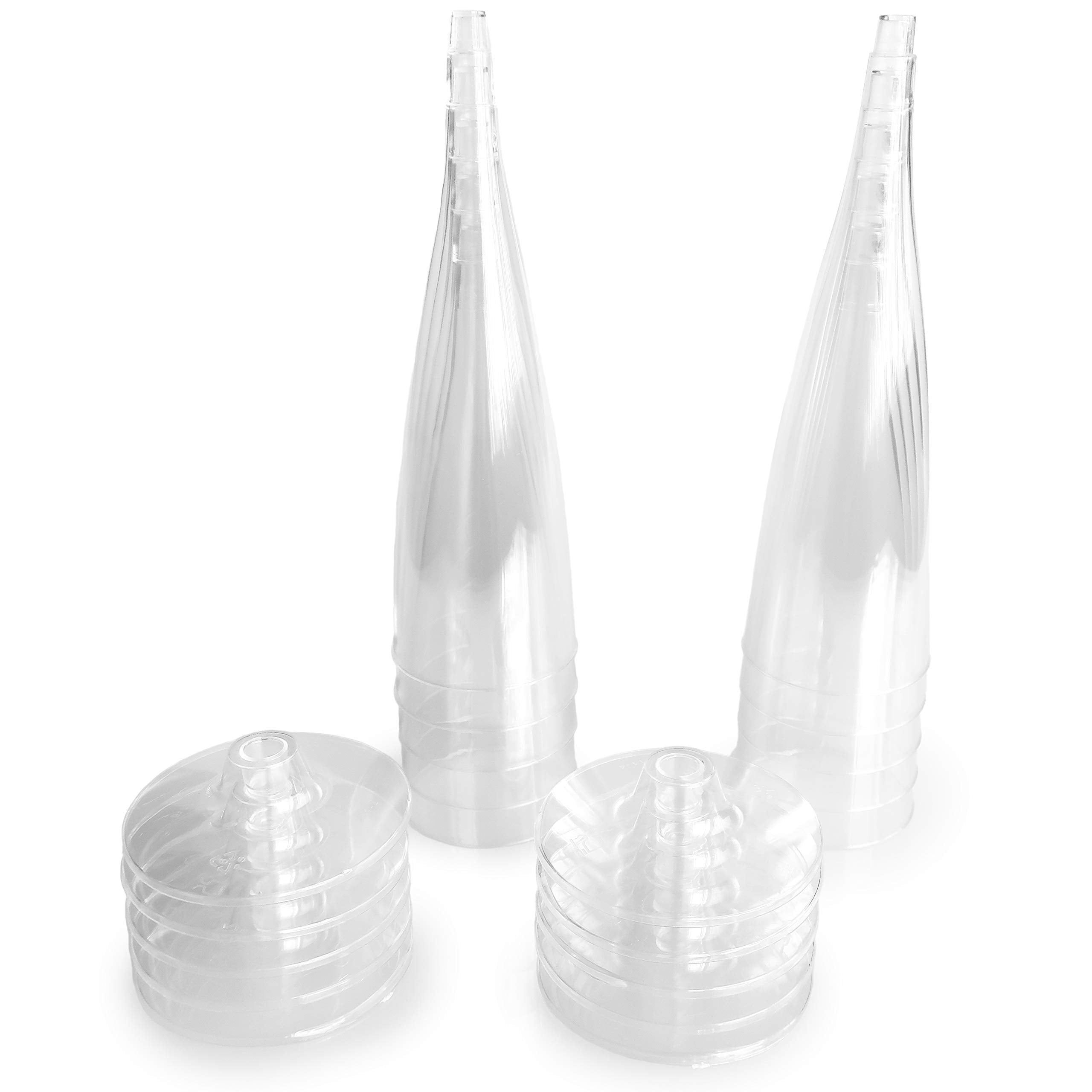 Oasis Creations Plastic Champagne Flutes Glasses Set (100 Count) 4.5 Ounce - Clear Stem Cups 2 Pieces - Ideal for Birthday Party, Wedding Reception and Other Celebration!
