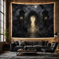 thumbnail image 5 of Ornate Iron Gate in Foggy Forest with Moonlit Sky, Eerie Gothic for Dark Art Lovers, Mystical Atmospheric Decor Halloween Gift Tapestry Wall Hanging for Bedroom and Living Room, 5 of 6