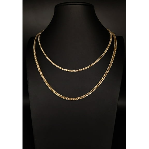 10K Real Semi Solid Gold Franco Chain Necklace, 16"-26" inch, 3mm 4mm Real 10K Yellow Gold Franco Chain,10k Gold Chain,Franco Chain (Width:3mm; Necklace length:16;)