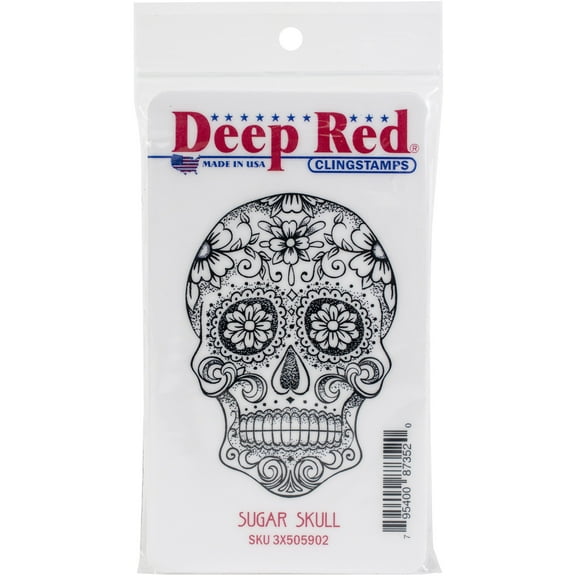 Deep Red Stamps Sugar Skull
