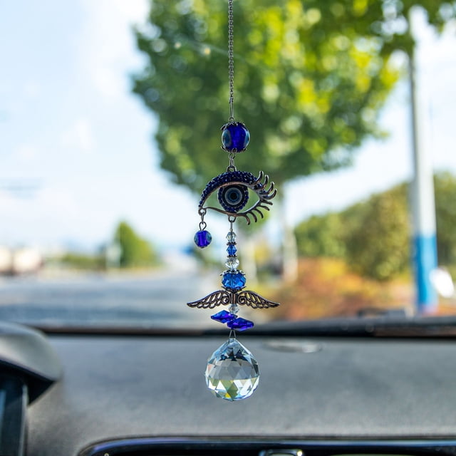Adorno colgante de coche con mal de ojo azul, para espejo retrovisor, protección contra el mal de ojo y amuleto de buena suerte, decoración para colgar en la ventana