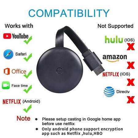 Chromecast Ultra Hd 1080p Hdr Wifi Media Streaming Tv Stick Hdmi