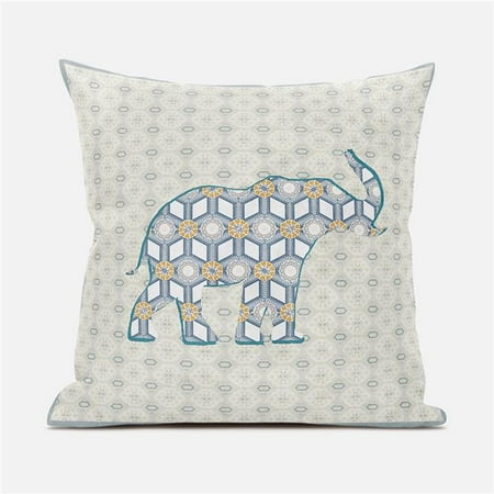 

Amrita Sen Designs CAPL796FSDS-BL-18x18 18 x 18 in. Elephant Silhouette Duo Suede Blown & Closed Pillow - Cream Light Green & Yellow