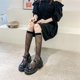 thumbnail image 5 of Calcetines hasta la rodilla sedosos Lolita para mujer, medias de pantorrilla de malla de lunares de sarga Vintage, 5 of 5