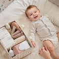 thumbnail image 5 of HUISZJ Floral Diaper Caddy Organizer, Stylish Nursery Storage Basket with Handle, Reusable Storage Bag for Newborn Work Travel Outdoor (Beige), 5 of 7