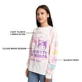 thumbnail image 2 of Hello Kitty & Friends Snack Shop Character Faces Women's Pink Cloud Wash Crew Neck Long Sleeve Fleece Sweatshirt -Medium, 2 of 7